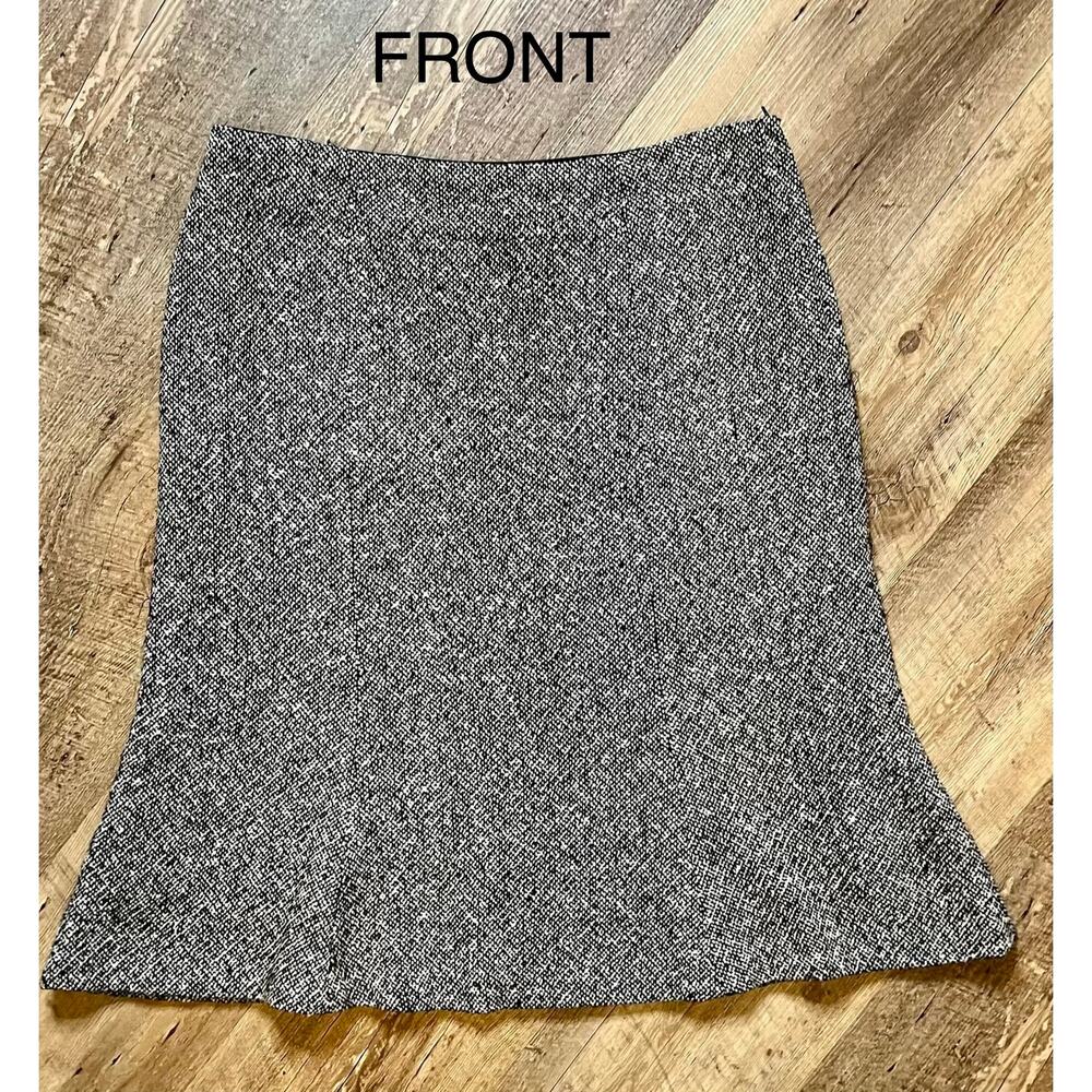 Gap Classic Gray Wool Blend Tweed Side Zip Lined Flared Skirt Sz 8 Academia Y2K